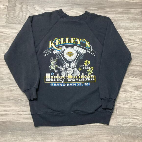 Vintage 90s Harley-Davidson Biker Motorcycle Crew Neck Sweatshirt Sweater Size M - Picture 2 of 5